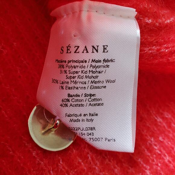 Sezane La Maille Rudy Jumper Mohair Mock Neck Sweater Red Knit Stretch Size M - Picture 8 of 9
